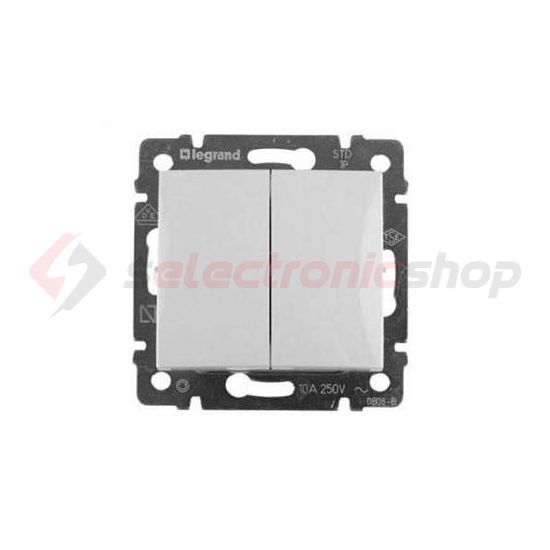 Valena N106+6 nyomó betét közp. fedéllel 2- billentyűs 2v fehér IP31 süllyesztett dmax. LEGRAND - 774218