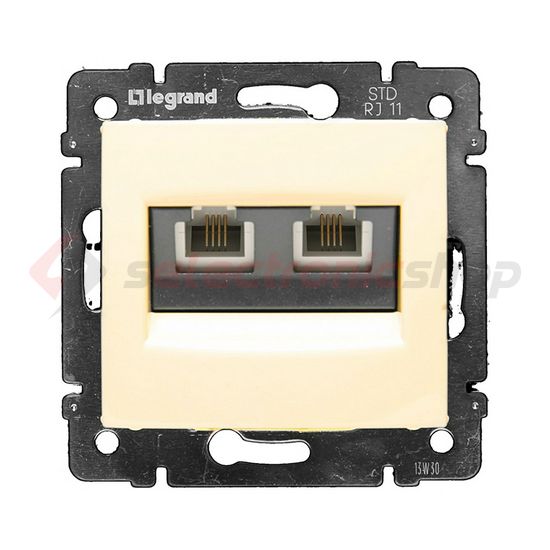 Valena telefon csatlakozó betét közp. fedéllel 2xRJ11 műanyag elefántcsont LEGRAND - 774339
