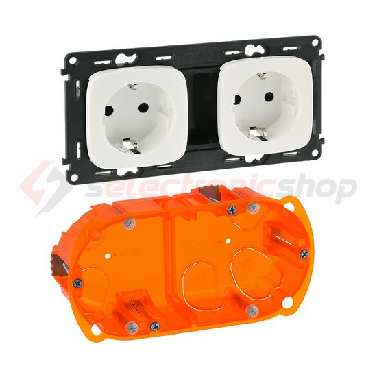 ValenaAllure 162/2 dugalj földelt központi fedlap gyerekzárral fehér IP20 süllyesztett LEGRAND - 754905