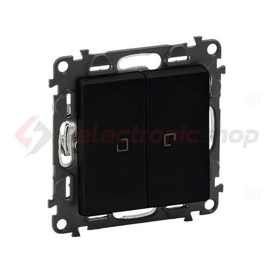 ValenaLife 106+6 kettős váltókapcsoló +jelzőfény betét közp. fedéllel fekete süllyesztett LEGRAND - 756319