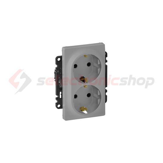 ValenaLife 162/2 dugalj földelt központi fedlap gyerekzárral alumínium IP20 süllyesztett LEGRAND - 753326