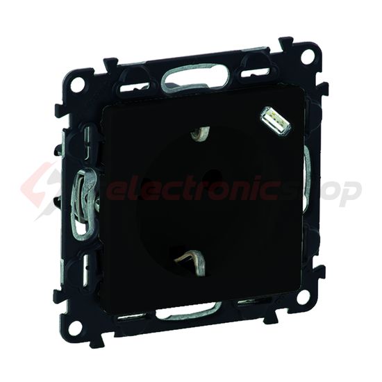 ValenaLife 162 dugalj +USB-C földelt gyerekzárral fekete IP40 süllyesztett rugós LEGRAND - 756335