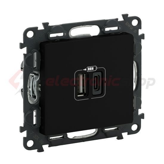 ValenaLife USB töltőaljzat A+C 2/ki 3000mA-max. 5V süllyesztett fekete LEGRAND - 756306