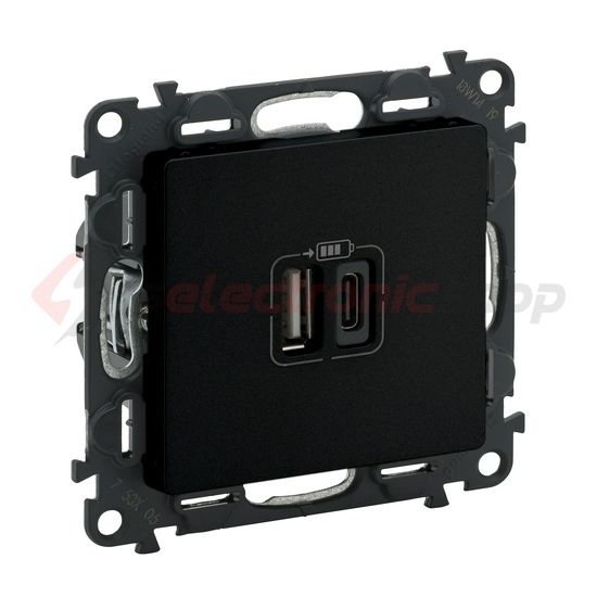 ValenaLife USB töltőaljzat A+C 2/ki 3000mA-max. 5V süllyesztett fekete LEGRAND - 756306