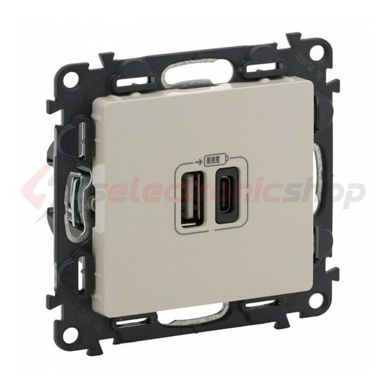 ValenaLife USB töltőaljzat A+C 3000mA/ 5V süllyesztett bézs IP40 LEGRAND - 753206