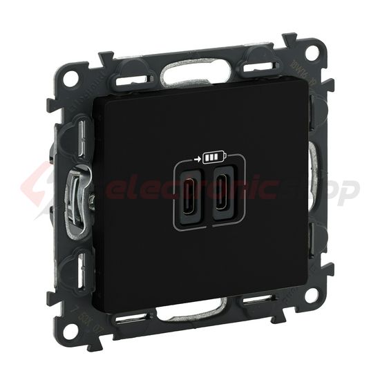 ValenaLife USB töltőaljzat C+C 2/ki 3000mA-max. 5V süllyesztett fekete LEGRAND - 756307