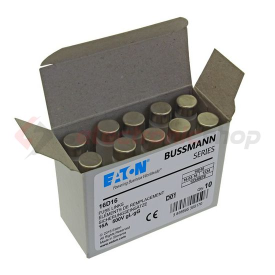 VDOL biztosítóbetét Bussmann DV 16A lomha (T)-jelleggörbe 500V szürke-színkód EATON - 16D16