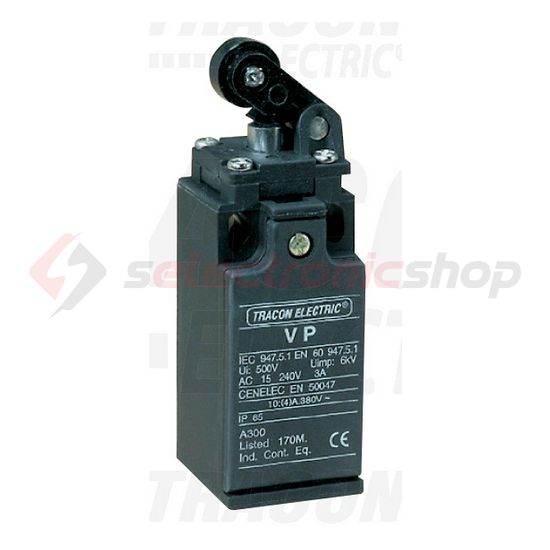 Végálláskapcsoló műanyag 1ny 1z görgős kar 2A/AC15/230V IP65 csúszó érintkező VP TRACON - VP121