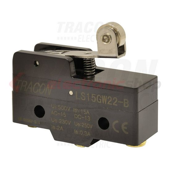 Végálláskapcsoló műanyag 1v görgős kar 2A/AC15/230V IP00 csúszó érintkező LS TRACON - LS15GW22-B