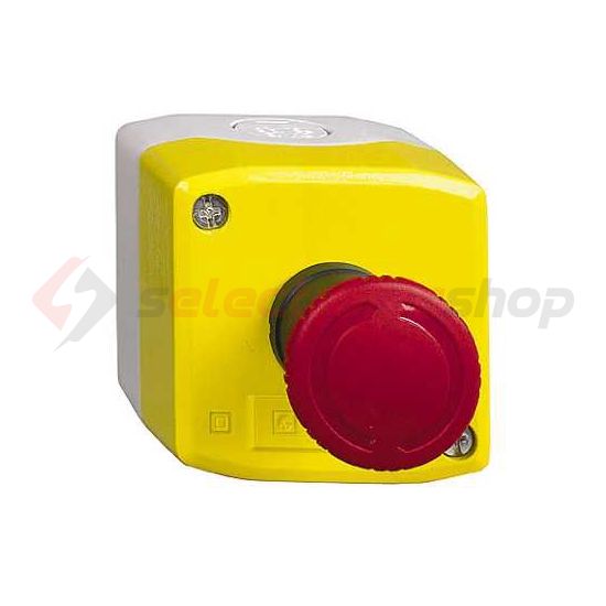 Vészgomba-nyomó komplett tokozott d22 1ny 1z falonkívüli 40mm-fej csavaros Harmony XALK Schneider - XALK178E