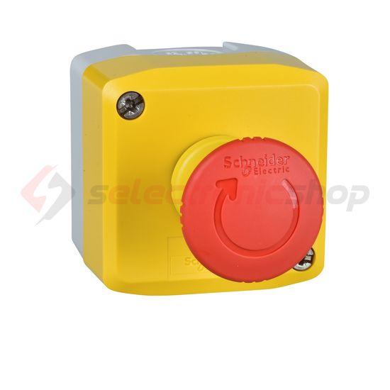 Vészgomba-nyomó komplett tokozott d22 1ny 40mm-fej fordító nyugtázás Harmony XALK Schneider - XALK178