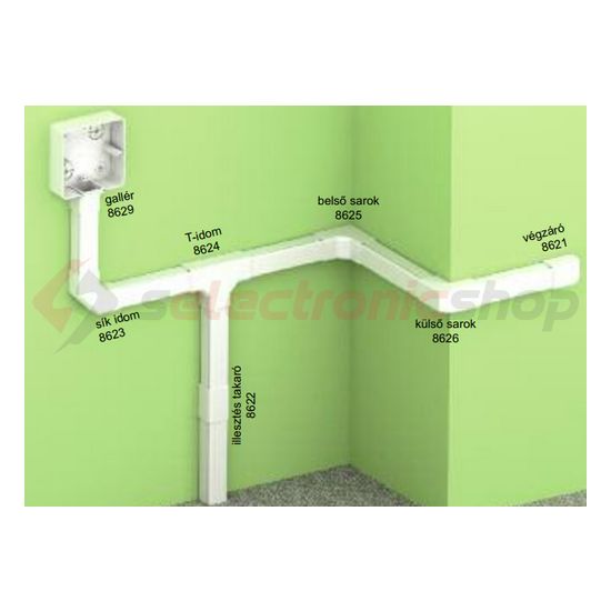 Vezetékcsatorna belső sarok fedél 20x20-hoz alap+fedél 19.2mm x 21.2mm x 90° műanyag LHD KOPOS - 8625_HB