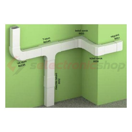 Vezetékcsatorna belső sarok fedél 60X40-hez alap+fedél 40mm x 60mm x 75-135° műanyag LH KOPOS - 8655_HB