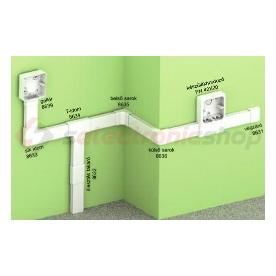 Vezetékcsatorna külső sarok fedél 40x20x-hoz 18.5mmx 41.1mmx 90° alap+fedél műanyag LHD KOPOS - 8636_HB