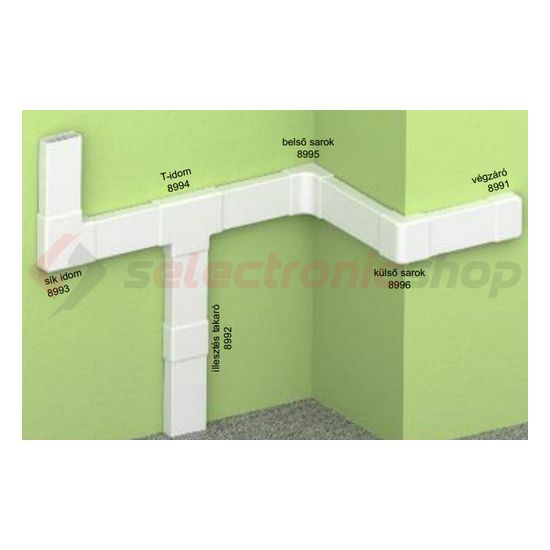 Vezetékcsatorna külső sarok fedél 50X20-hoz 20mmx 50mmx 90° alap+fedél műanyag LHD KOPOS - 8996_HB