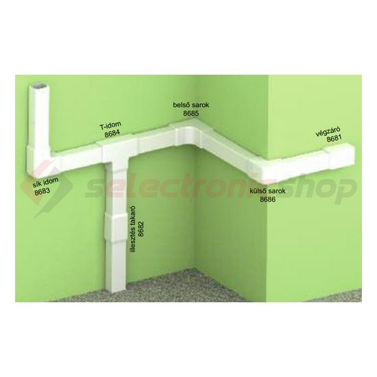 Vezetékcsatorna L-idom-fedél 15X10-hez alap+fedél 10mmx 15mmx 90° műanyag fényesfehér LH KOPOS - 8683_HB