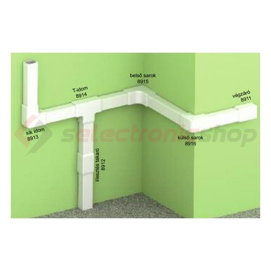 Vezetékcsatorna L-idom-fedél 25x20-hoz alap+fedél 20.2mmx 25.2mmx 90° műanyag LHD KOPOS - 8913_HB