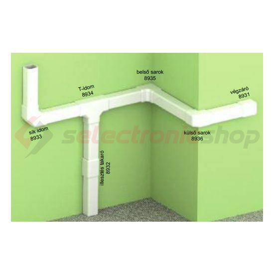 Vezetékcsatorna L-idom-fedél 30X25-höz alap+fedél 25mmx 30mmx 90° műanyag fényesfehér LHD KOPOS - 8933_HB