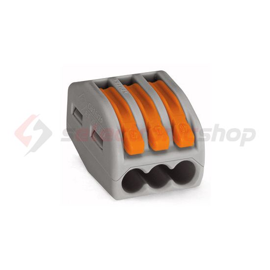 Vezetékösszekötő oldható 32A/400V leágazás 3x 0.8-4mm2 szürke WAGO - 222-413