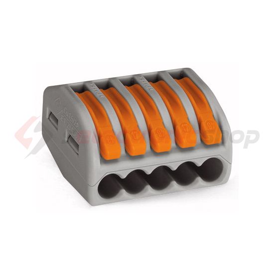 Vezetékösszekötő oldható 32A/400V leágazás 5x 0.8-4mm2 szürke WAGO - 222-415