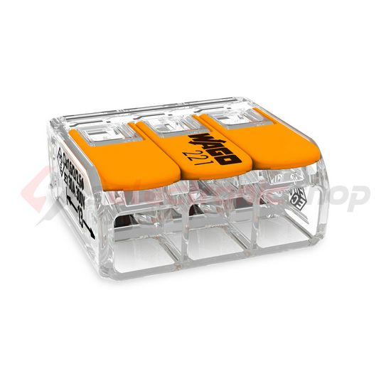 Vezetékösszekötő oldható 41A/450V leágazás 3x 0,5-6mm2 átlátszó polikarbonát (PC) WAGO - 221-613