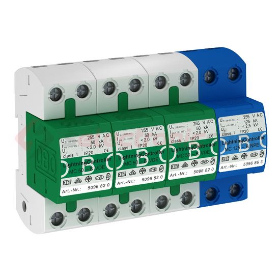 Villámáram-levezető 125kA-imp(10/350) 125kA 230V/AC 2kV 8M MC 50-B 3+1 OBO-BETTERMANN - 5096878