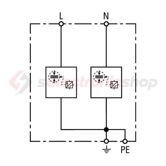 Villámáram-levezető kombi DEHNshield 2P T1+T2 TN 230V/AC 2M DSH TN 255 DEHN - 941200