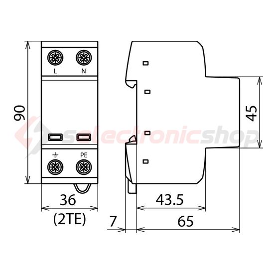 Villámáram-levezető kombi DEHNshield 2P T1+T2 TN 230V/AC 2M DSH TN 255 DEHN - 941200