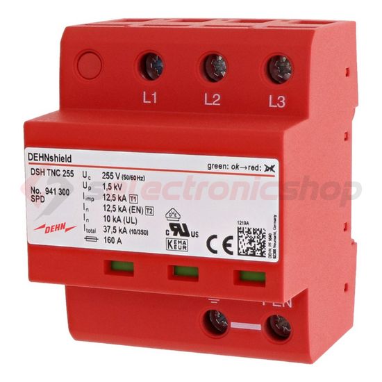 Villámáram-levezető kombi DEHNshield 3P T1+T2 TNC 230V/AC 4M DSH TNC 255 DEHN - 941300