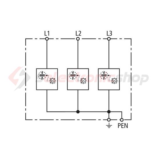 Villámáram-levezető kombi DEHNshield 3P T1+T2 TNC 230V/AC 4M DSH TNC 255 DEHN - 941300