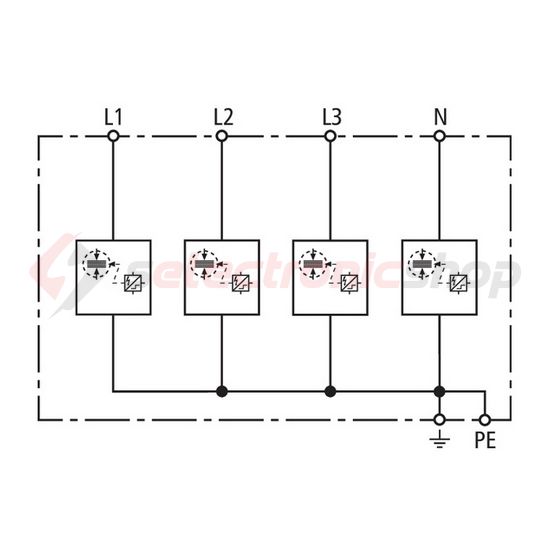 Villámáram-levezető kombi DEHNshield 4P T1+T2 TN-S 230V/AC 4M DSH TNS 255 DEHN - 941400