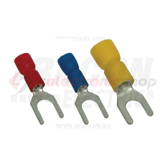 Villás saru 1,5mm2 4M/csavar villás-alakú PVC piros réz ónozott TRACON - PV4