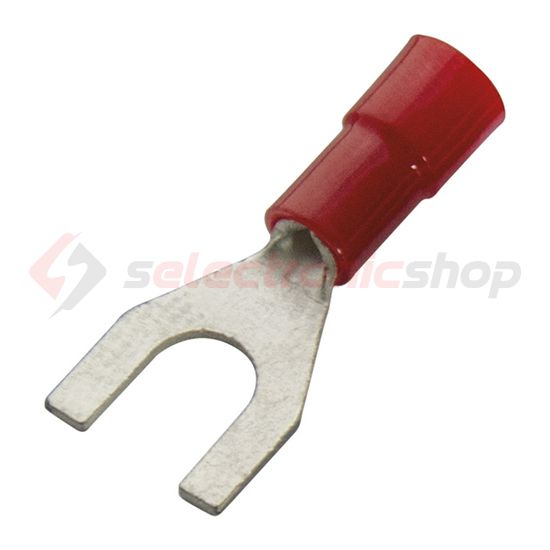 Villás saru DIN 46237 0.5-1,0mm2 4M/csavar villás-alakú PVC piros réz ónozott PV4 Haupa - 260304