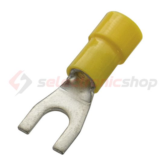 Villás saru DIN 46237 4-6,0mm2 4M/csavar villás-alakú PVC sárga réz ónozott SV4 Haupa - 260320