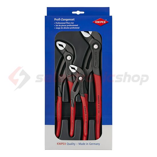 Vízpumpafogó készlet 61HRC max.d70mm/cső 60mm/kulcsnyílás piros 3-darabos Cobra Hightech KNIPEX - 002009V02