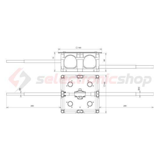 Vizsgálódoboz merev csatlakozózászlóval kezeletlen TSK 140X140 V2A AF8 10 L200 STTZN DEHN - 476010