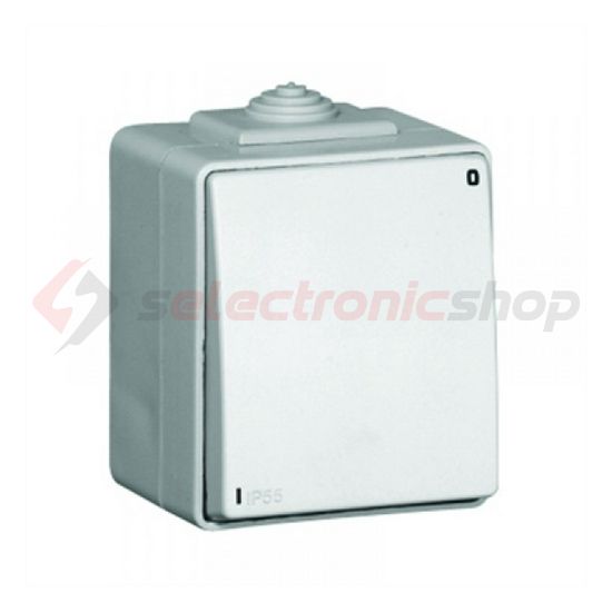Waterproof48 102 2P kapcsoló betét komplett házban fehér falonkívüli rugós IP65 1- Elko EP - 48021CBR