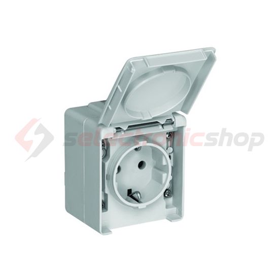 Waterproof48 162 dugalj földelt komplett házban csapófedéllel gyerekzárral fehér IP65 Elko EP - 48131CBR