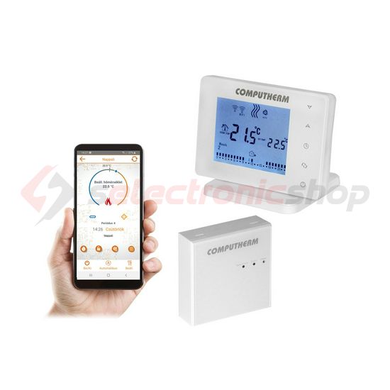 WiFi okostermosztát érintő-LCD RF/vezetékes kazánvezérlővel falonkívüli kijelzővel Quattrobi - E400RF