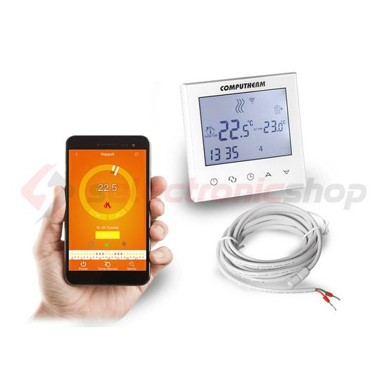WiFi okostermosztát LCD vezetékes kazánvezérlővel radiátor/padlófűtés süllyesztett fehér QUANTRAX - E280