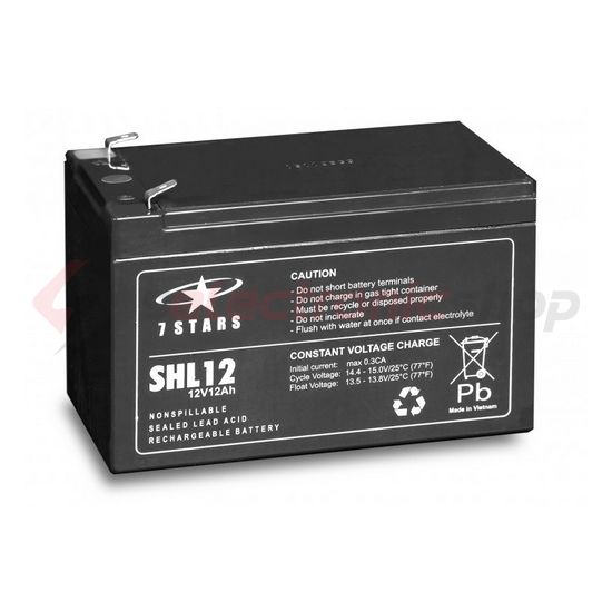 Zárt VLRA akkumulátor ólom(száraz, AGM) 12V 12Ah F2 6,3 SHL 7Star Battery - SHL12-12
