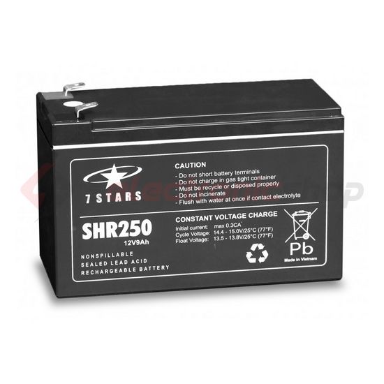 Zárt VLRA akkumulátor ólom(száraz, AGM) 12V 9Ah F2 6,3 SHR 7Star Battery - SHR250