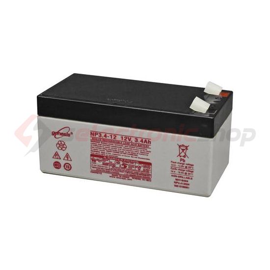 Zárt VLRA akkumulátor tűzálló ólom(száraz, AGM) 12V 3.4Ah F1 4,8 NP Genesis - NP3,4-12 NFR