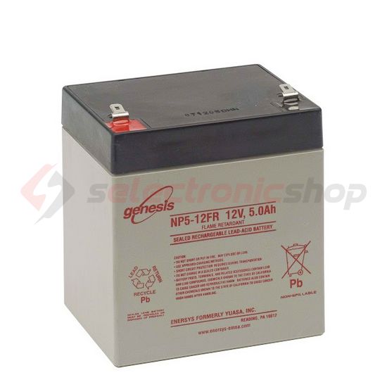 Zárt VLRA akkumulátor tűzálló ólom(száraz, AGM) 12V 5Ah F1 4,8 NP Genesis - NP5-12FR