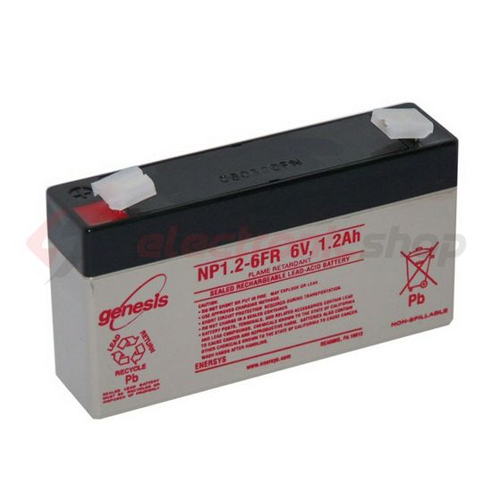 Zárt VLRA akkumulátor tűzálló ólom(száraz, AGM) 6V 1.2Ah F1 4,8 NP Genesis - NP1,2-6FR